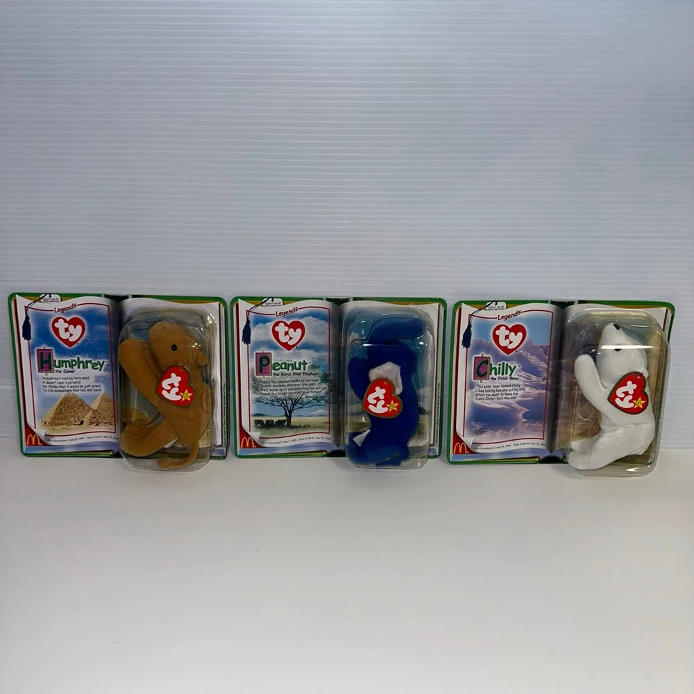 Ty Beanie Babies McDonald's Legends Humphrey Peanut Chilly Set Lot of 3 VINTAGE